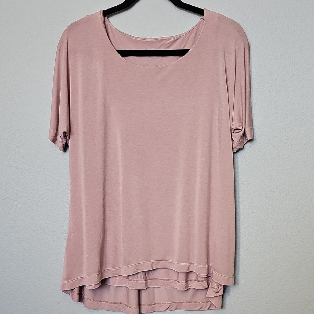 Pure Jill Comfy Modal PJ Super Soft Elliptical Short Sleeve Mauve Tee Medium